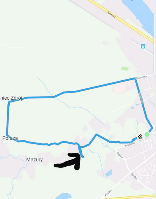 Biegacz zamieścił w internecie mapę, na której zaznaczył miejsce, gdzie spotkał domniemanego zboczeńca. Źródło Facebook